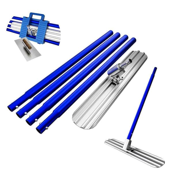 48 in. x 8 in. Blue Magnesium Aluminum Alloy Concrete Float Kit with 4 Combinable Handles, Carrying Toolbox and Trowel