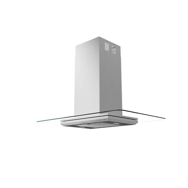 Verona 36 in. Convertible Island Mount Range Hood with LED Lighting in Stainless Steel