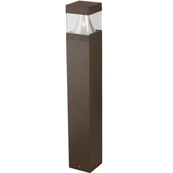 Sunlite Line-Voltage Bronze 2800 Lumen Hardwired Integrated LED Square Bollard Light with Selectable CCT Dimmable 0-10V