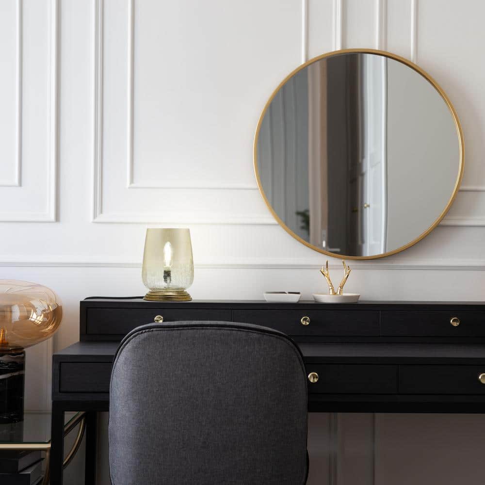 Bronze Stacked Base Table Lamp with Smokey Taupe Glass Shade