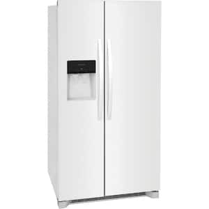 36 in. 25.6 cu. ft. Side by Side Refrigerator in White, Standard Depth