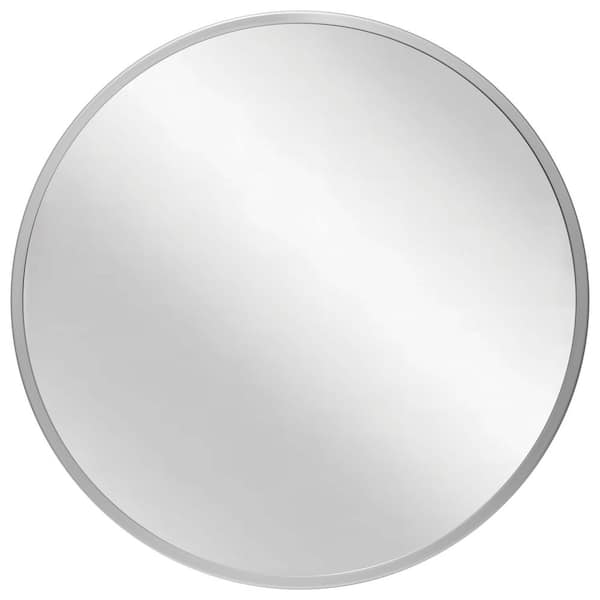 Infinity Instruments Adara 24 in. W x 24 in. H Contemporary Round Wall Mirror - Matte Silver Metal Frame