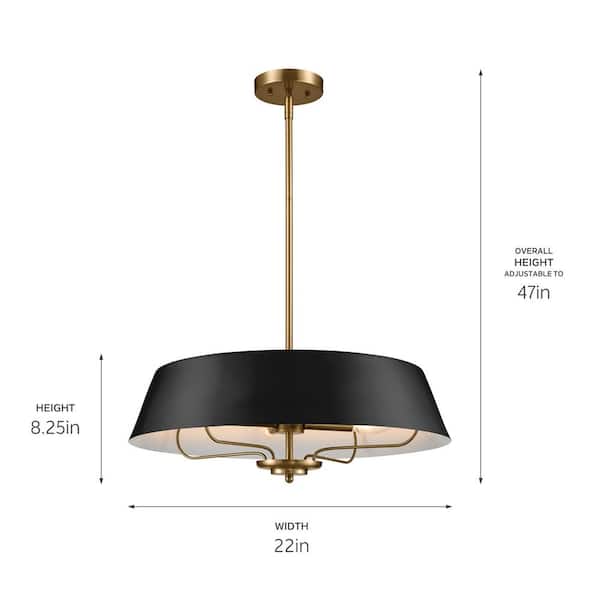 Kichler Luella 4-Light Black Traditional Drum Medium Hanging Convertible Pendant/semi-flush