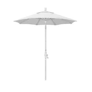 7.5 ft. Matted White Aluminum Market Patio Umbrella Fiberglass Ribs and Collar Tilt in Natural Sunbrella
