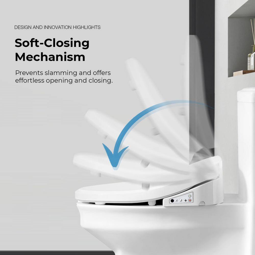 Calero White Electric Bidet Elongated Toilet Seat