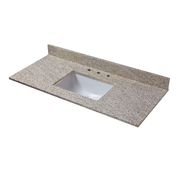 Pegasus 49 in. W Granite Vanity Top in Golden Hill with Trough Sink and 8 in. Faucet Spread