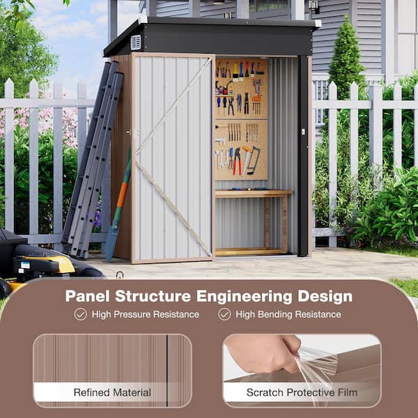 Sizzim 5 ft. W x 3 ft. D Metal Storage Shed with Galvanized Steel