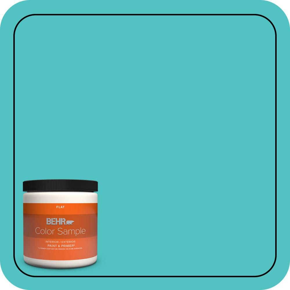 BEHR PREMIUM PLUS 8 oz. #500B-4 Gem Turquoise Flat Interior/Exterior ...