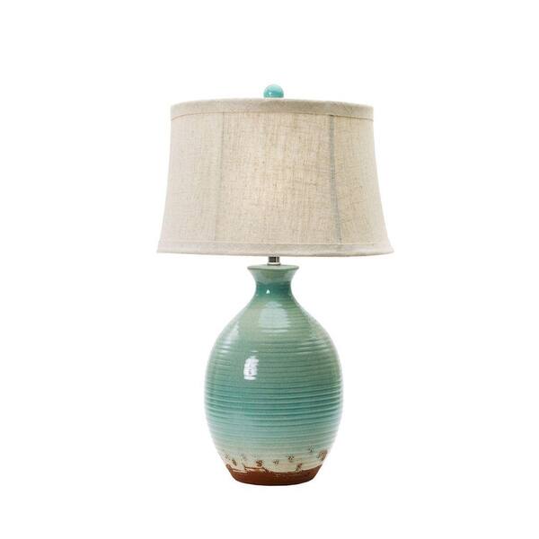 Fangio Lighting 28 in. Ceramic Table Lamp in Ocean Spray Crackle