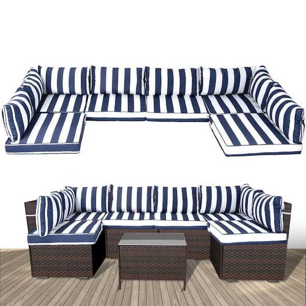 YLLN 6 Seat Waterproof Outdoor Replacement Cushions, 102.4 x 47.2 x 13.7 in.-14-Piece UV-Protection Patio Sectional Cushions