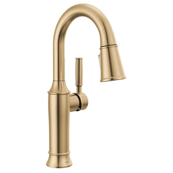 Delta Renaldi Gold Single Handle Bar Faucet in Lumicoat Champagne Bronze