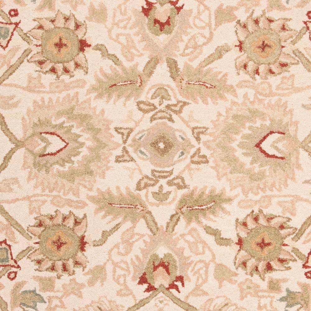 Handmade Beige and Rust Floral Wool Area Rug, 5' x 8'