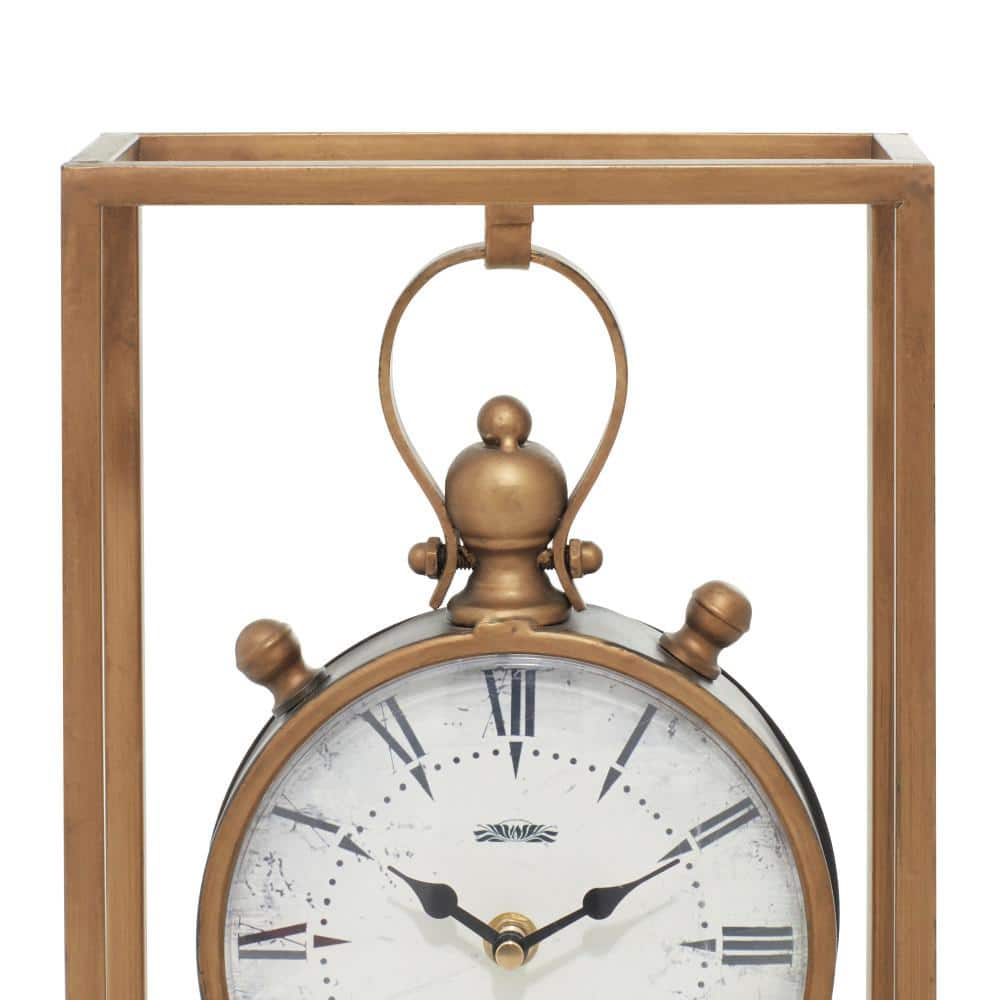 Bronze Metal and Wood Vintage Table Clock