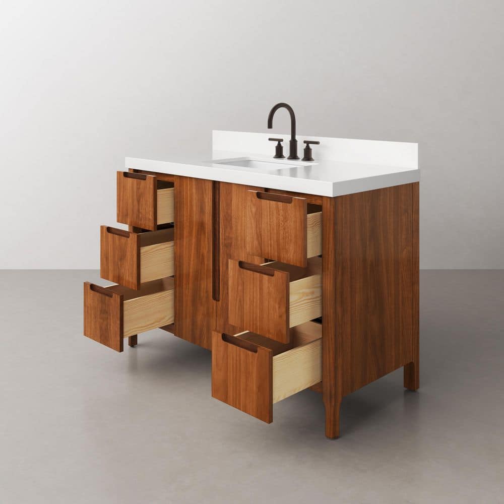 Sequoia 48" Noir Juglans Single Sink Vanity with Quartz Top