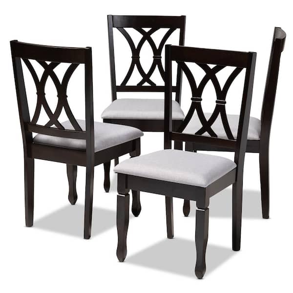 Baxton Studio Reneau Gray and Espresso Fabric Dining Chair (Set of 4)