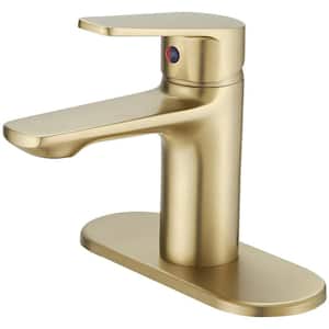 Single Handle Single Hole Low-Arc Bathroom Faucet Bathroom Drip-Free Vanity Sink Faucet Modern in Brushed Gold
