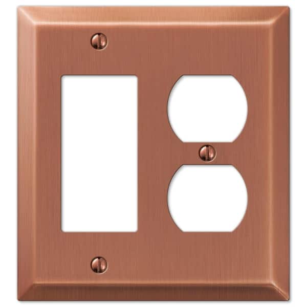 Metallic 2 Gang 1-Duplex and 1-Rocker Steel Wall Plate - Antique Copper