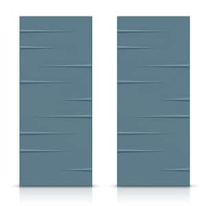 84 in. x 84 in. Hollow Core Dignity Blue Stained Composite MDF Interior Double Closet Sliding Doors