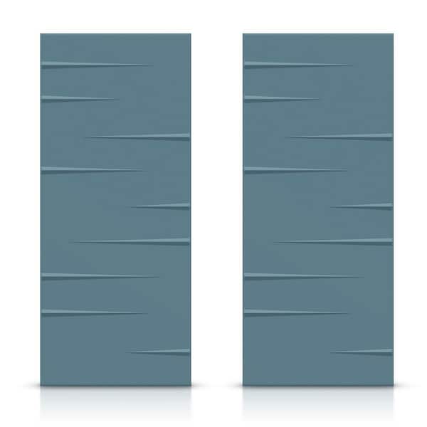 CALHOME 84 in. x 84 in. Hollow Core Dignity Blue Stained Composite MDF Interior Double Closet Sliding Doors