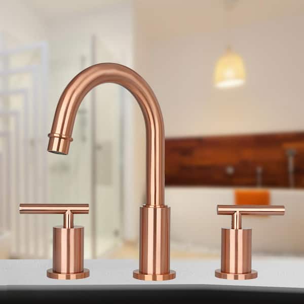 8 in. Widespread 2-Handle Mid-Arc Bathroom Faucet in Copper
