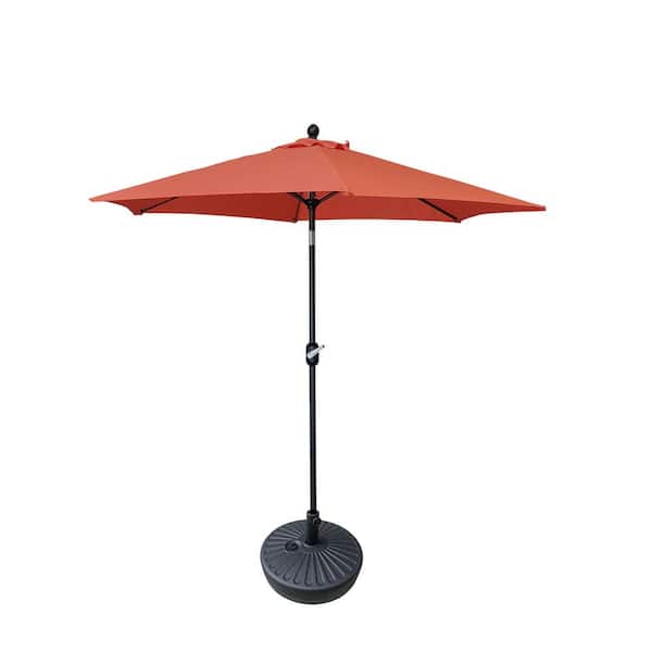 Kadehome 9 ft. Aluminum Frame Outdoor Patio Market Crank Umbrella in Melon