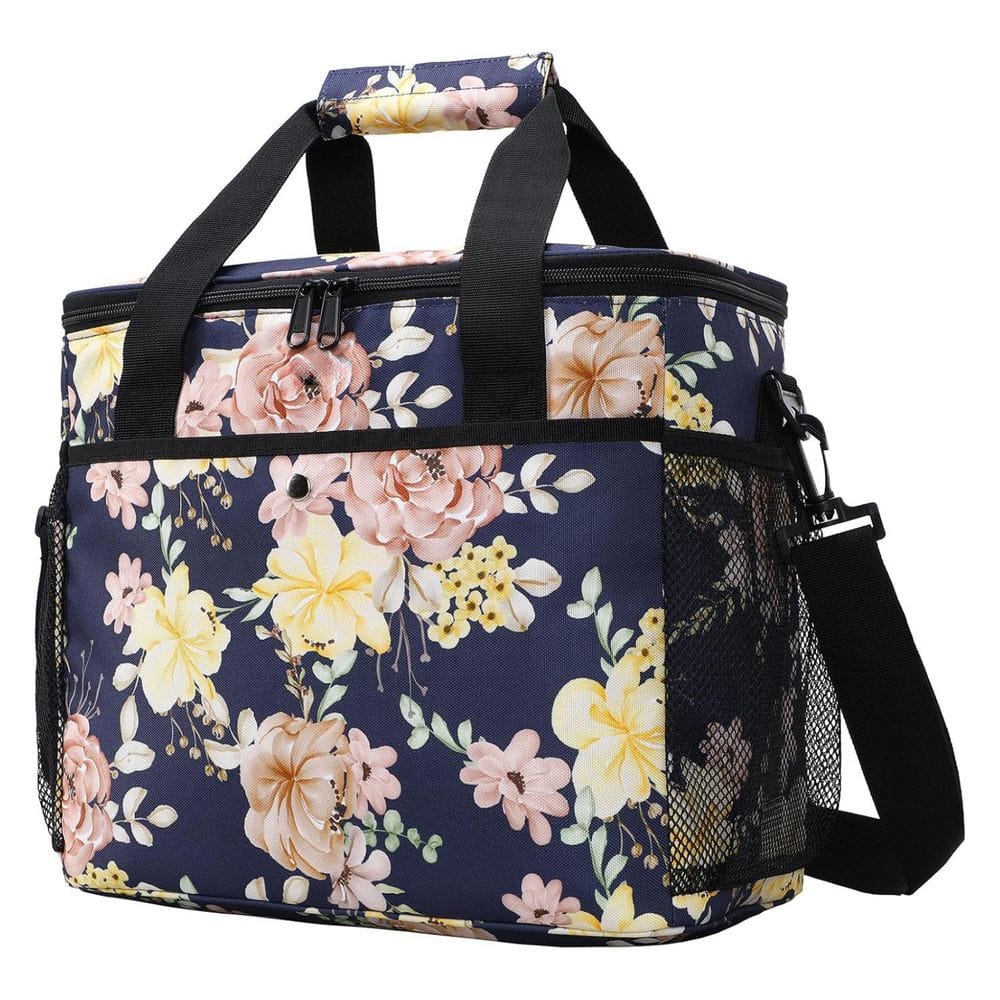 19 qt. Large Soft-Side Cooler Bag Insulated Waterproof Picnic Grocery Camping Car Navy with Flower Design price history on PriceWatchPro
