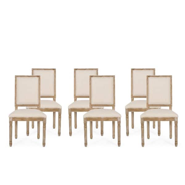 Noble House Robin Beige and Natural Side Chair (Set of 6)
