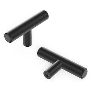 Collection T-Knob 2-3/8 in. x 1/2 in. Matte Black Finish Modern Steel Bar Pull Cabinet Knob (1 Pack)