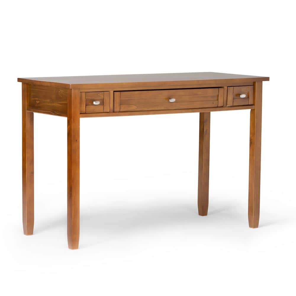Light Golden Brown Wood Writing Desk with Drawer and Keyboard Tray