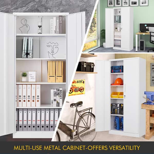 Steel Wardrobe 72 H x 17.7D x 35.4W Combination Storage Cabinet with  Clothes Rod and 4 Shelves 2 Lockable Doors