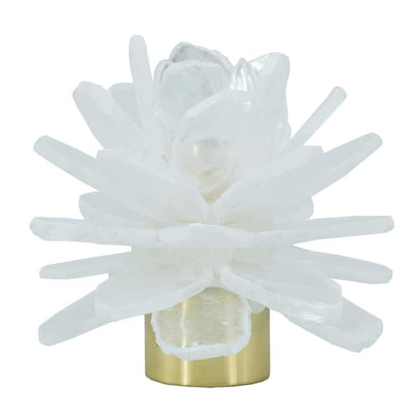 A & B Home White Gold Candleholder