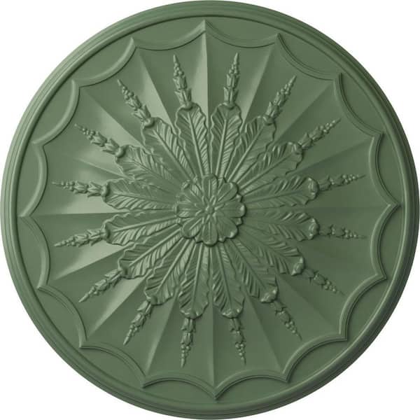 Ekena Millwork 27-1/8" x 2-5/8" Artis Urethane Ceiling Medallion, Hand-Painted Athenian Green