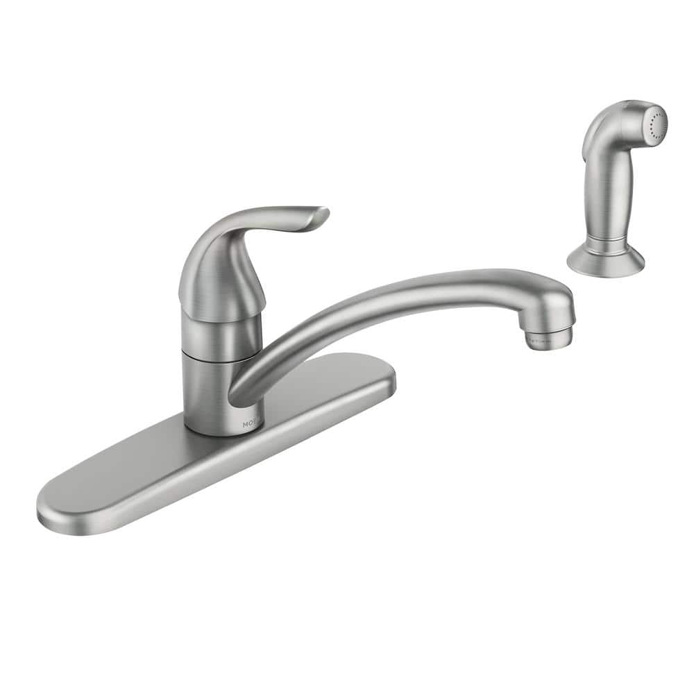 Adler Single-Handle Low Arc Standard Kitchen Faucet with Side Sprayer in Spot 