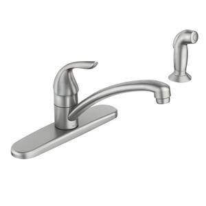Adler Single-Handle Low Arc Standard Kitchen Faucet with Side Sprayer in Spot Resist Stainless