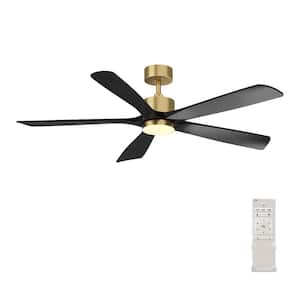 55 in. Integrated LED Indoor/Outdoor Ceiling Fan with Light Kit and Remote Control, 5-Blade Wood Propeller Ceiling Fans