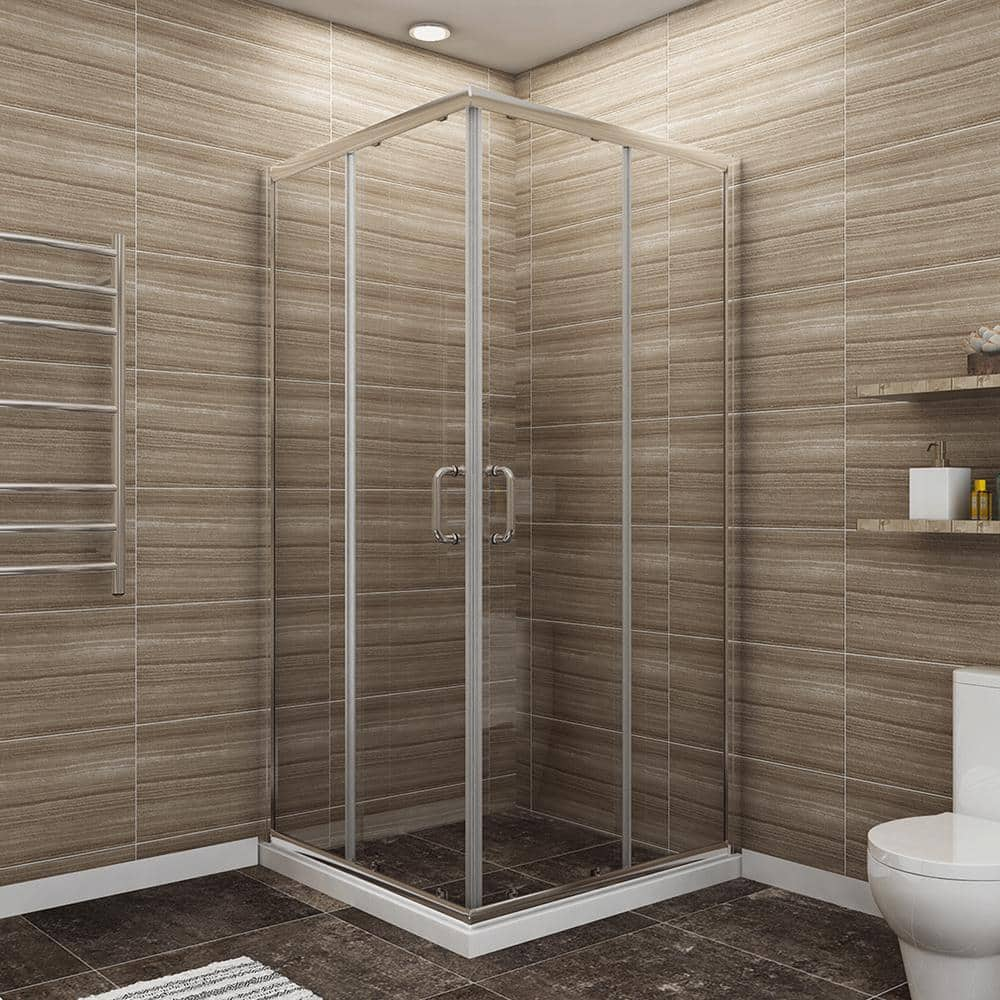 36”x36” Stainless Corner Shower Enclosure in Stainless B11472-3636-SS