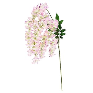 44 in. Lavender Cream Artificial Japanese Wisteria Flower Stem Hanging Spray Bush (Set of 3)