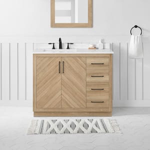 Huckleberry 42 in. W x 19 in. D x 34 in. H Single Sink Bath Vanity in Weathered Tan with White Engineered Marble Top