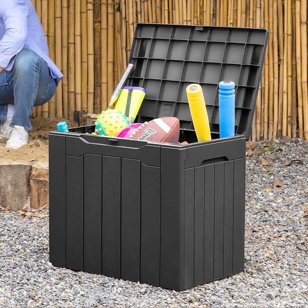 Black Resin 30 Gallon Waterproof Deck Storage Box