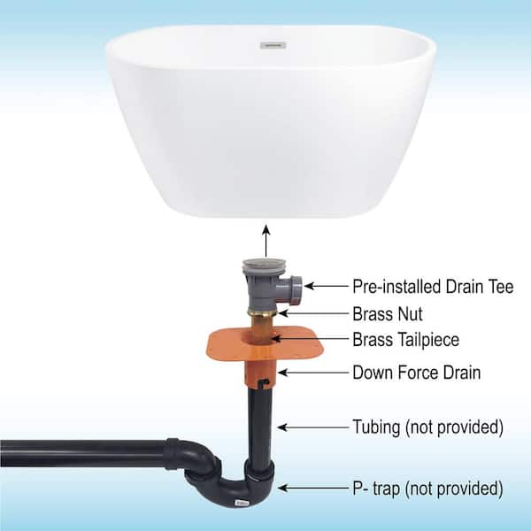 48 in. Acrylic Flatbottom Bathtub in White with Brushed Nickel Drain and Overflow