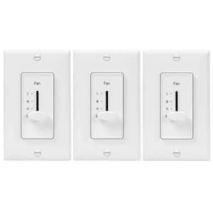 2.5 Amp 3-Speed In Wall Ceiling Fan Control in with Slide Switch in White with Wall Plates (3-Pack)