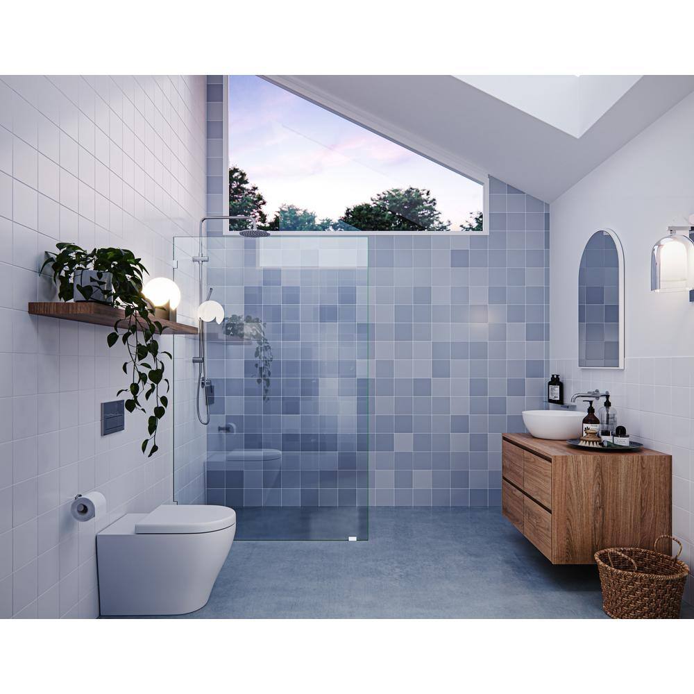 Vela 46 in. x 78 in. Frameless Clear Glass Shower Panel with Chrome Finish