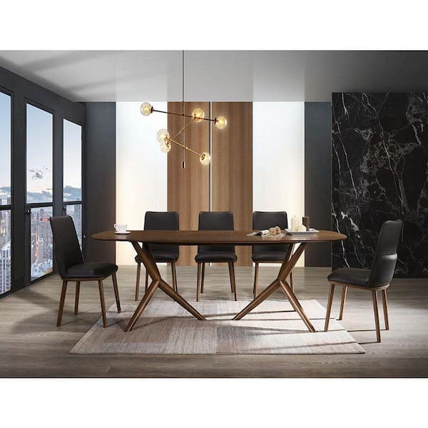 Utah Modern Walnut Wood 94.5 in. Cross Legs Dining Table Seats-8