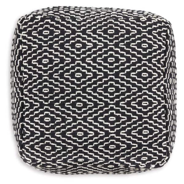 Jasett Pouf - Black/Ivory Jasett Pouf - Black/Ivory