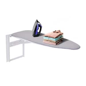 Gray Non-Electric Fabric Wall Mounted No Swivel Ironing Board and Ironing Board Cover