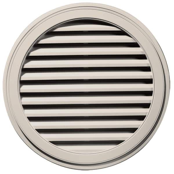 Builders Edge 36 in. x 36 in. Round Brown/Tan Plastic Weather Resistant Gable Louver Vent
