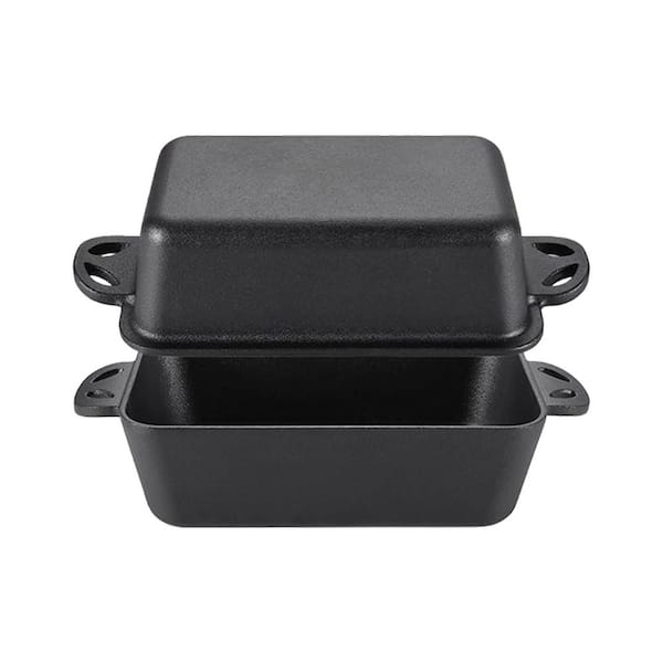 Cast Iron 2-Piece Set Bread Loaf Pan with Lid Pre-Seasoned Nonstick Bakeware for Sourdough Meatloaf Oven Use
