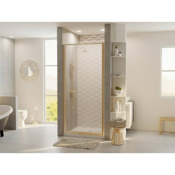 Coastal Shower Doors Legend 25.625 in. to 26.625 in. x 69 in. Framed Hinged Shower Door in Brushed Nickel with Obscure Glass