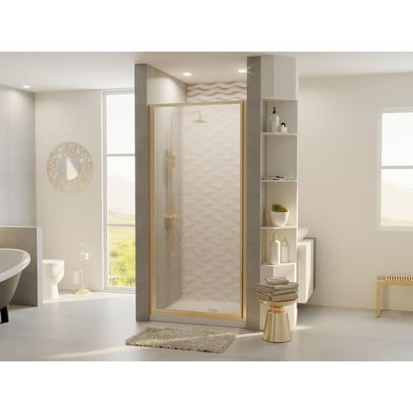 Coastal Shower Doors Legend 26.625 in. to 27.625 in. x 69 in. Framed Hinged Shower Door in Brushed Nickel with Obscure Glass