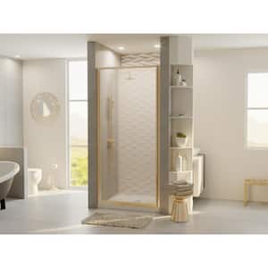 Legend 34.625 in. to 35.625 in. x 69 in. Framed Hinged Shower Door in Brushed Nickel with Obscure Glass